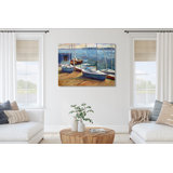 John Beard Collection''s Boats Of Borge On Giclee Canvas Hand Embellished Art