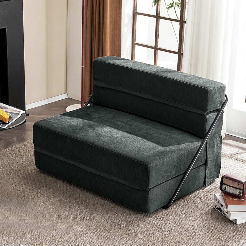Taneia Upholstered 39.4 " Chenille Loveseat, Gray Chenille