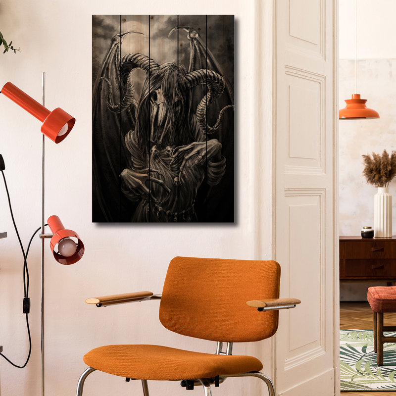 Reproduction d'art mural en bois - Déesse de la forêt Ajator par Tero Porthan, H 26 po x l 18 po