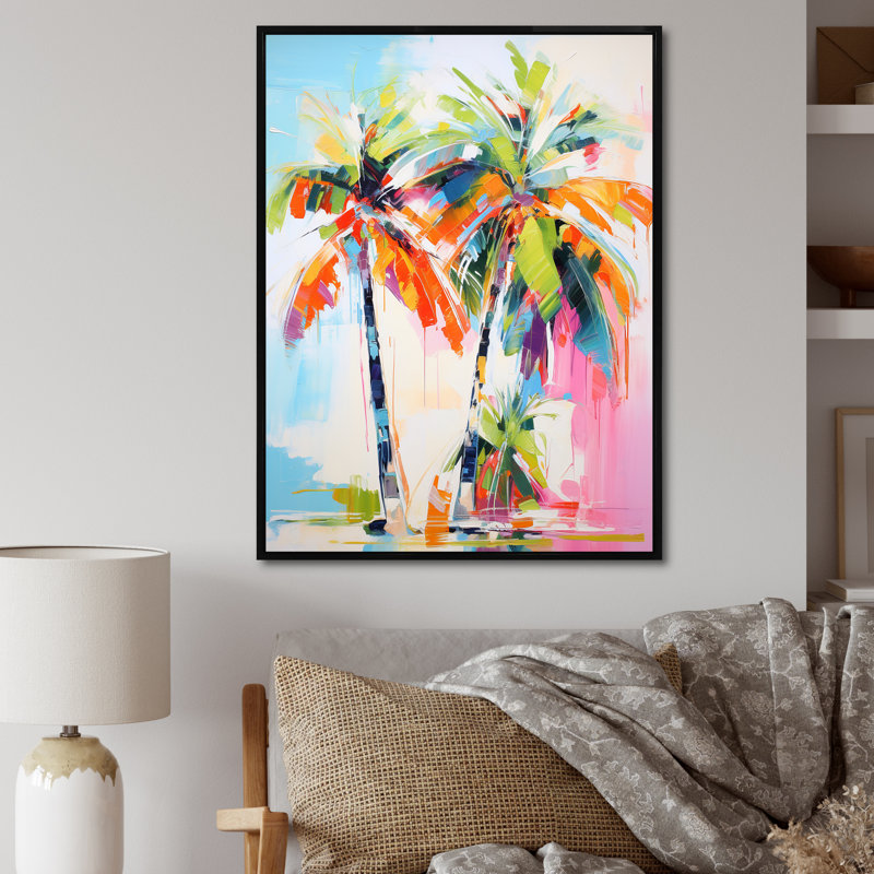 Colell Palm Trees Palm IV sur toile, H 44 po x l 34 po x P 1,5 po, Cadre flottant noir