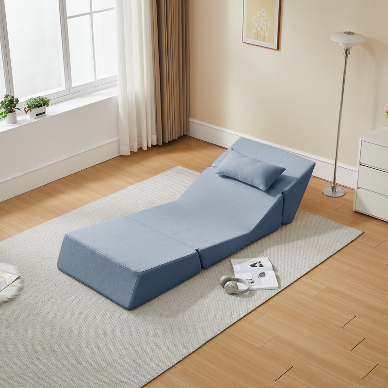 Canapé-lit convertible sans accoudoirs en osier de 31,5 po de largeur Boneless, Bleu
