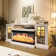Farmhouse TV Stand with 36" Electric Fireplace and Glass Cabinet