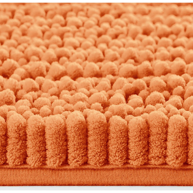 Soft Cozy Plush Chenille Bath Mat Bathroom Rug, Orange, 24" L x 16" W