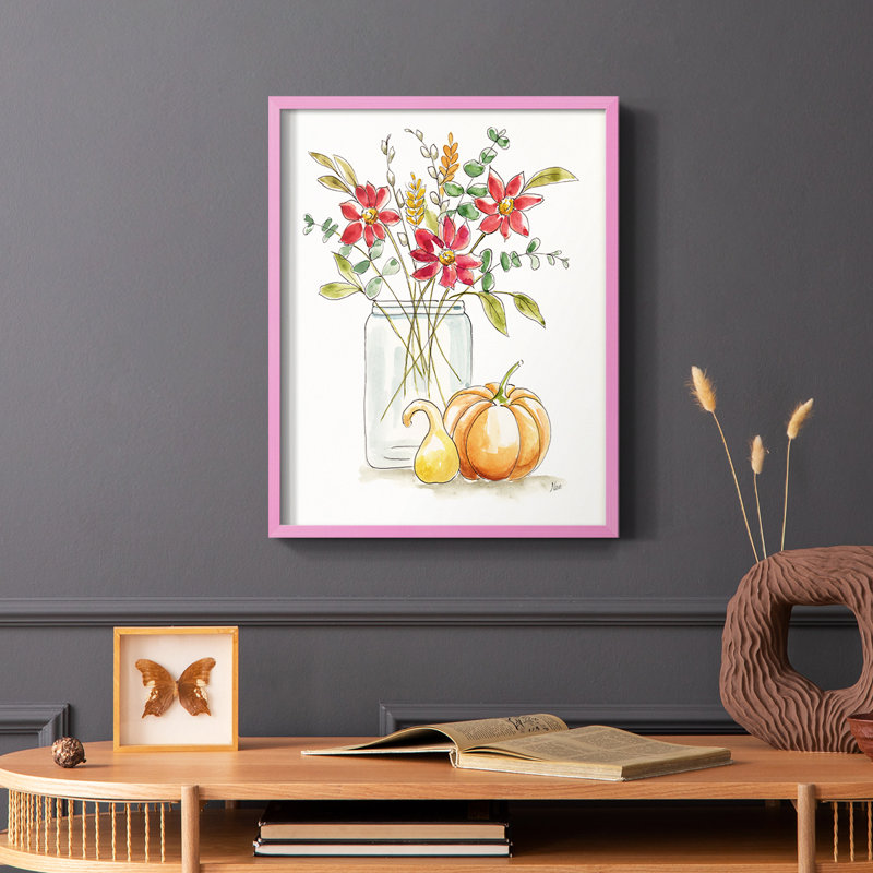 «Simple Harvest I», reproduction encadrée - bois massif, Rose, H 10 po x l 8 po