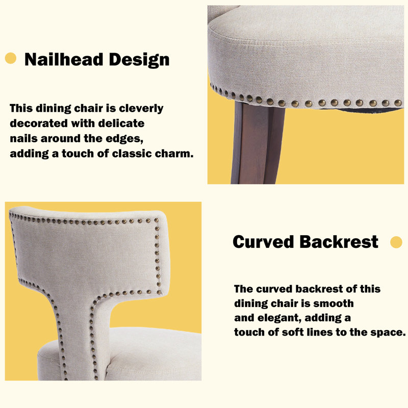 Ensemble de 4 chaises de salle à manger rembourrées T-Back, Beige