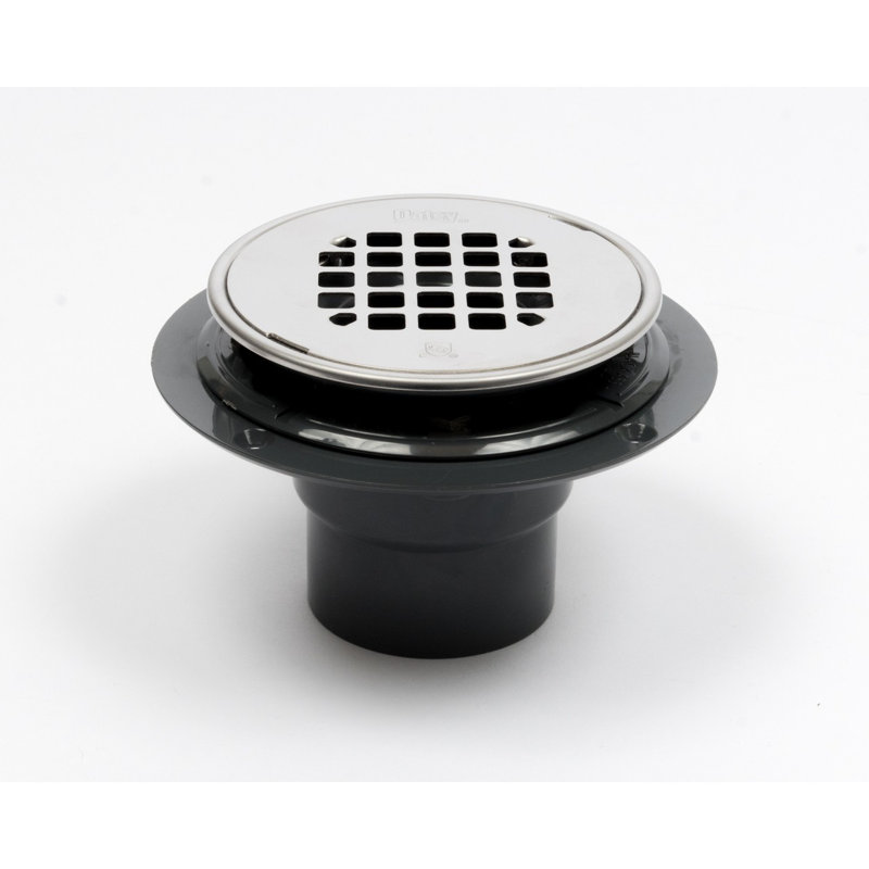 Oatey Plastic Round Drain Polished Stainless Steel Snap-In Strainer with Ring, ABS