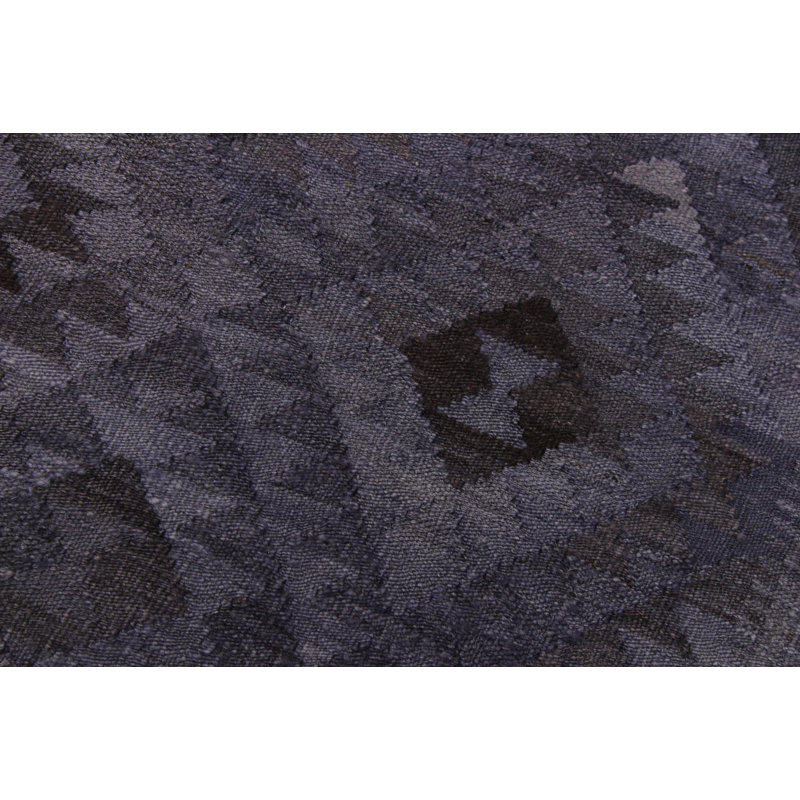 Tapis gris / mauve en laine noué à la main à motif géométrique 5 pi 10 po x 8 pi Lovro