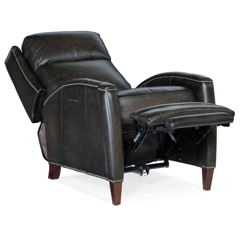 Dunsten Manual Push Back Recliner, Manual, Dark Brown Genuine Leather