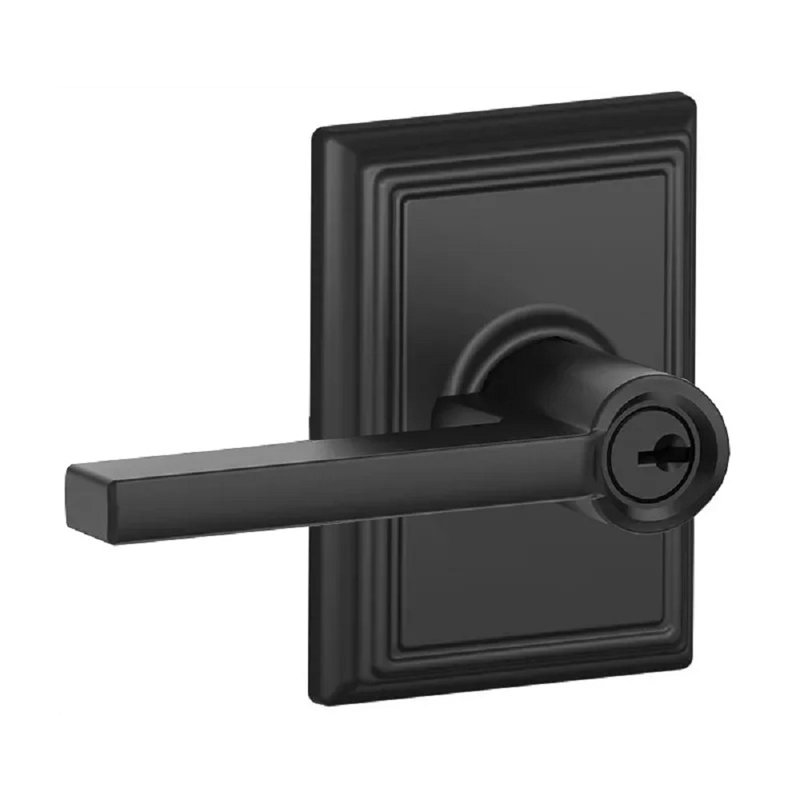 Latitude Lever with Addison Trim Keyed Entry Lock, Matte Black, Keyed Alike, Yes