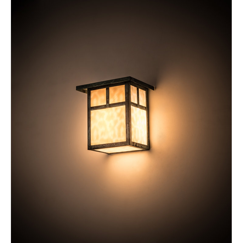 Hyde Park "T" Mission 1 - Light Outdoor Flush Mount, Craftsman Brown, Iridized Beige