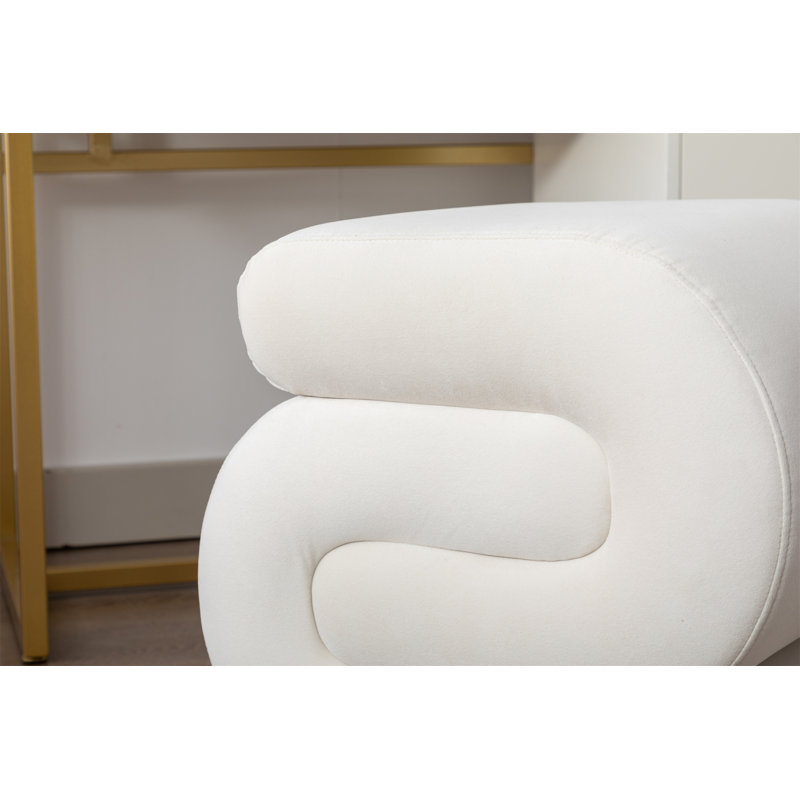 Ottoman Makeup Stool Footstool (Only Including Ottoman), White Velvet