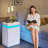 Nightstand With 4 Drawers And Led Lights,sliding Top,tall Bedside Table With Charging Station,modern End Side Table For Bedroom-930473735