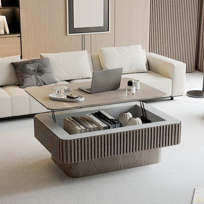 Table basse à plateau relevable cannelé 38,6 po