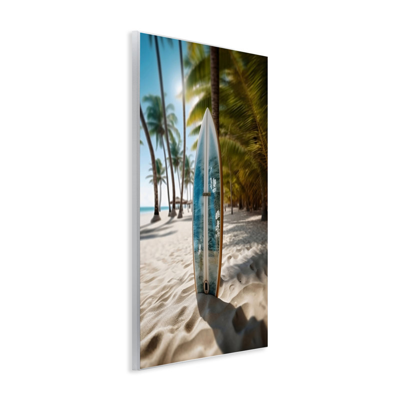 «Blue Surfboard Coastal Blur», plaque murale par LSR Design Studio, H 15 po x l 10 po