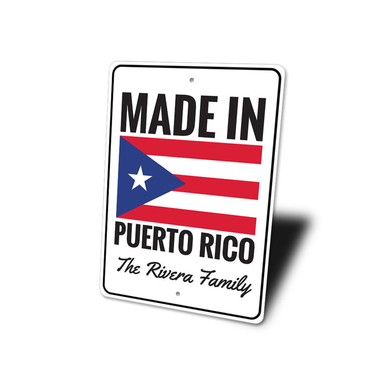 Plaque en aluminium de drapeau portoricain, H 14 po x l 10 po x P 0,04 po