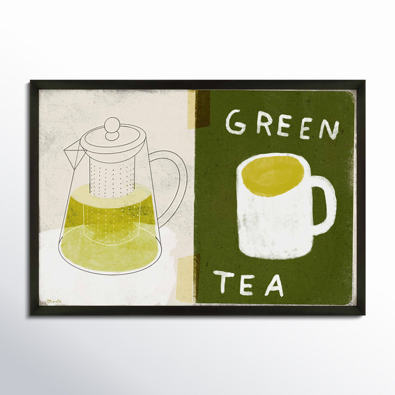 Green Tea Print by Marco Marella For Studio M, Maple Paper Framed, 14" H x 20" W