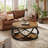 31.5" Modern Round Coffee Table with Storage Shelves, 2-Tier Rustic Circle Center Table with Metal Frame For Living Room, Small Space, Brown-1474506381