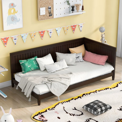 Twin Daybed/, Mid-Century Style With & Armrest, Wood Frame For Home Interior Decoration