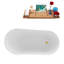 Baignoire de trempage autoportante en acrylique 59 "avec bonde et plateau en bambou Streamline-66366120