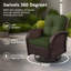 Ensemble de 3 fauteuils à bascule pivotants en résine tressée avec table d'appoint et coussin vert, ensemble de conversation moderne pour véranda, terrasse, balcon et jardin-1483678645