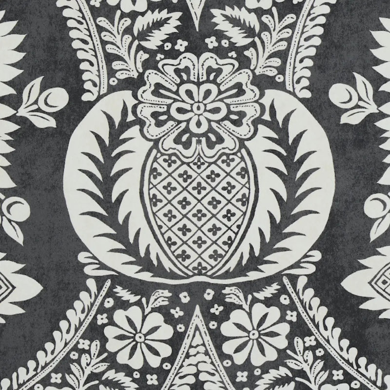 Villandry Damask Print Wallpaper, Black