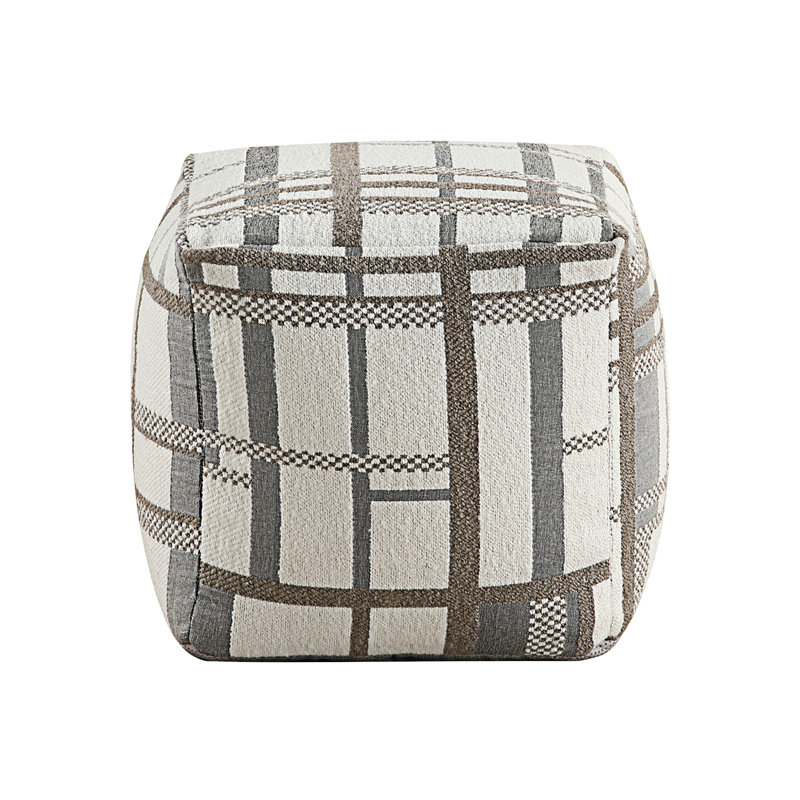 Repose-pieds carré rembourré en tissu jacquard multicolore