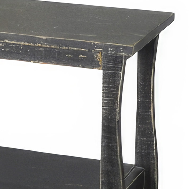 Rena Side End Table, Scallop Trim, 28 Inch Mahogany, Black