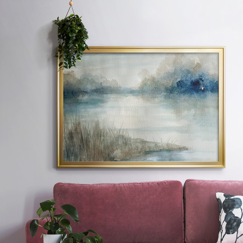 «Still Evening Waters», toile tendue avec châssis, Or, H 30 po x l 44 po x P 1,5 po