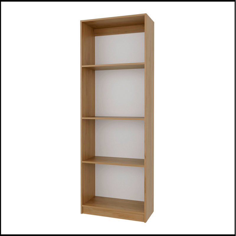 Natural Oak and White 4-Shelf Flat Bookcase with Open Storage for Modern and Stylish Organization