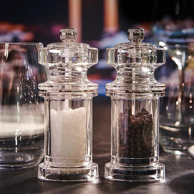 Cole & Mason Clear Acrylic Salt & Pepper Mill Set, 14.4cm