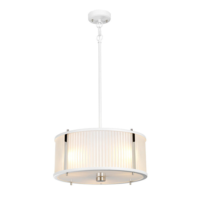 Corona Drum Pendant, White, 48.5" H x 15.75" W x 15.75" D
