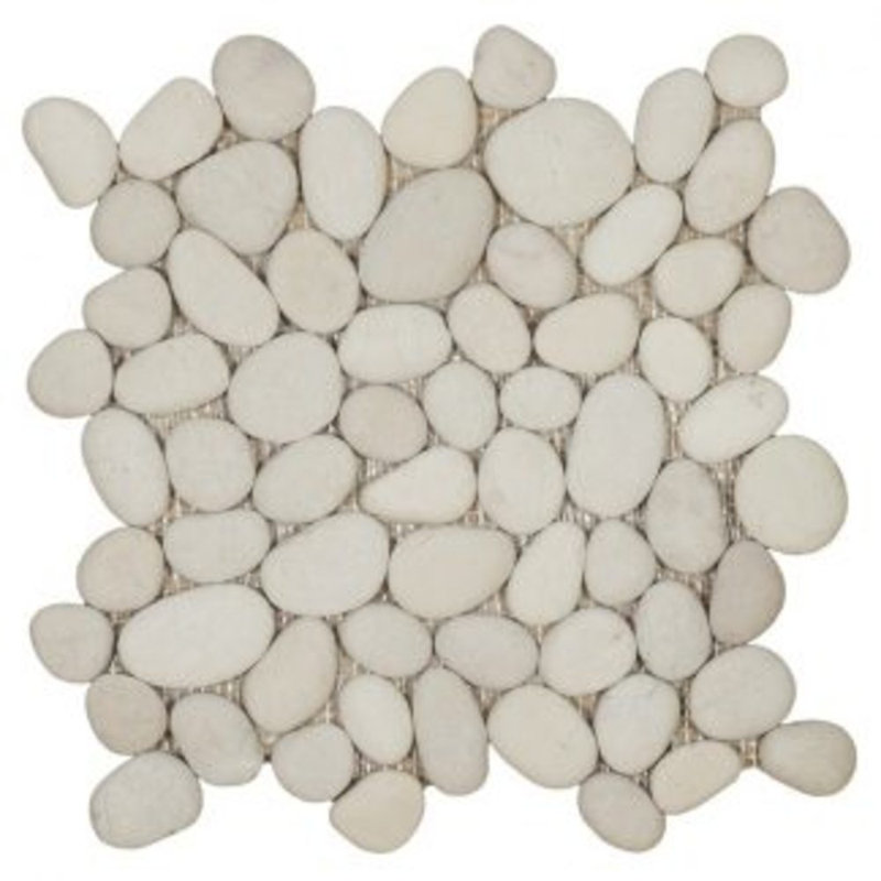 Streambed 1" x 1" Natural Stone Mosaic Floor & Wall Tile, White