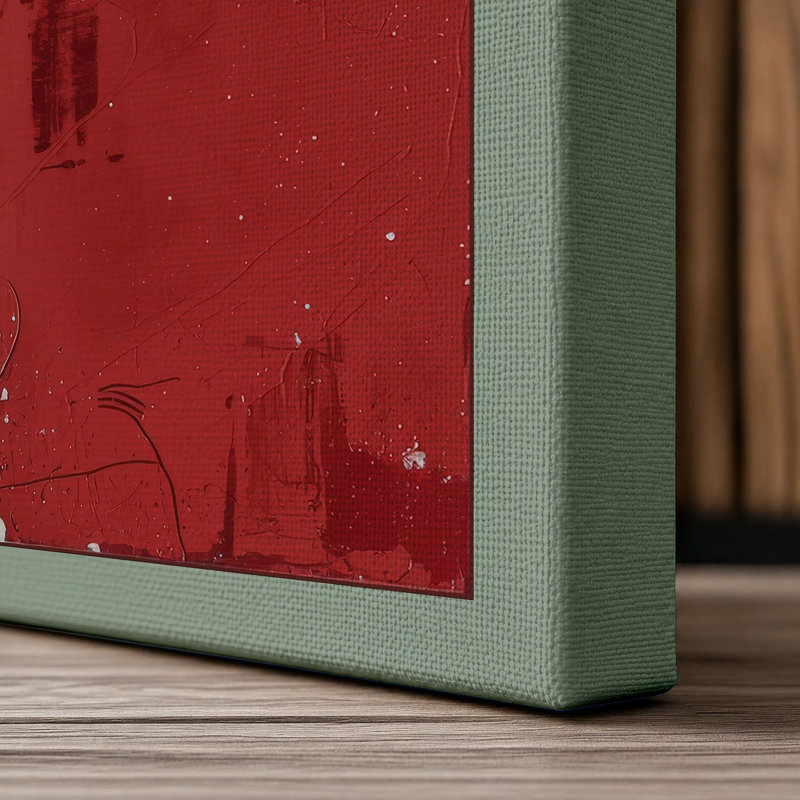 Four Red Fragments Industrial - Wrapped Canvas, 18x12 - 45.7 x 30.5 cm, Sage Border