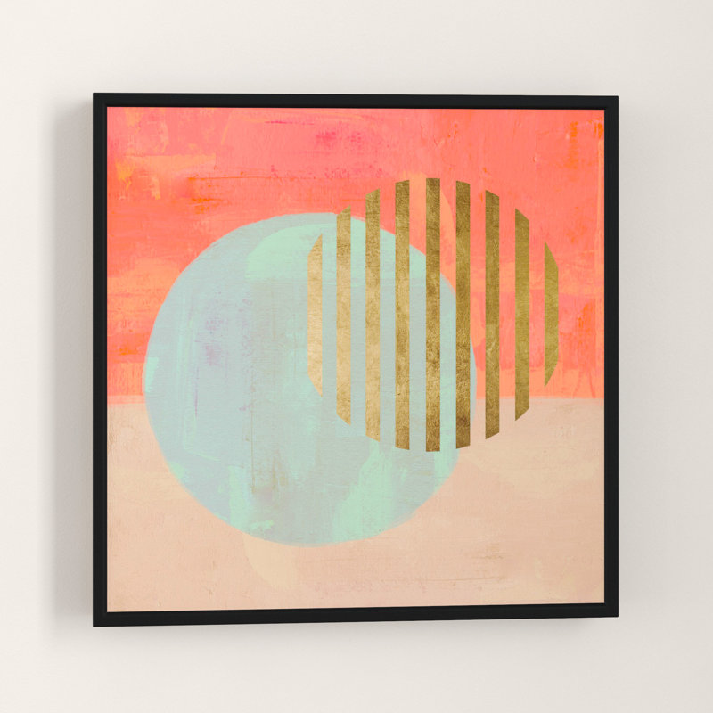 Twin Suns - impression d'art graphique, H 16 po x l 16 po x p 1 po, Boîte-cadre blanche