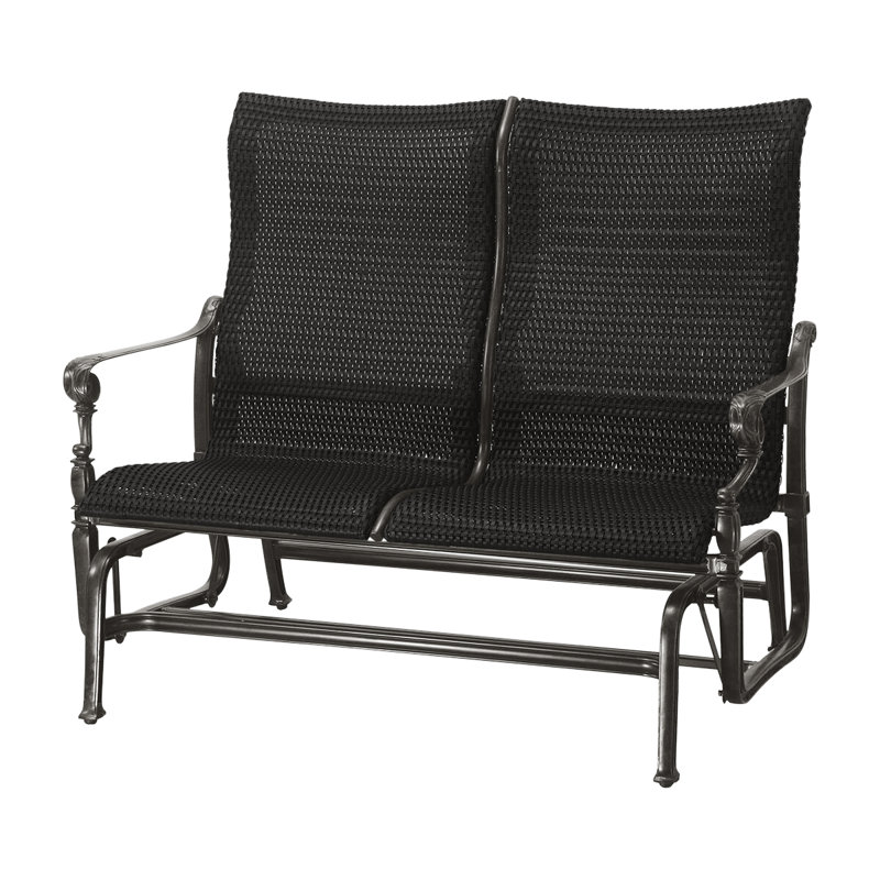 Grand Terrace Woven High Back Loveseat Glider, Vintage, Mahogany