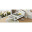 Lit plateforme en bois avec tête de lit en forme de maison, lumières DEL et espace de rangement intégré-544927202-544927203