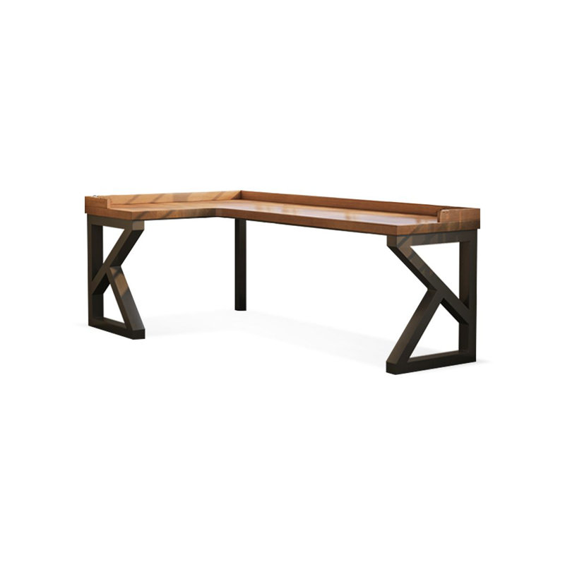 Walnut L-Shaped Solid Wood  desk, Left Hand Return, 29.53" H x 70.87" W x 39.37" D