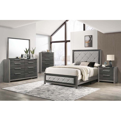 Casimiro Upholstered Bed in Gray