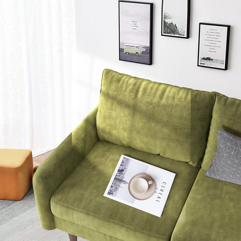 Haugabook 72'' Wide Velvet Round Arms Sofa, Army Green Velvet