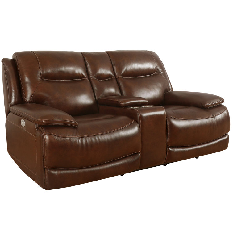 Latitude Run® Bailasan 74 W'' Top Grain Genuine Leather loveseat Sofa with  Cupholder and Storage & Reviews