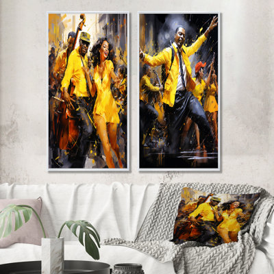 Yellow Jazz Dance Fusion - Dance Canvas Art Print Set Of 2