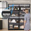 Vitrine RVB avec tablettes réglables en verre trempé, étui de rangement à 4 niveaux avec lumières DEL et portes à pression, tablette moderne pour objets de collection, noir -596348371-603044393