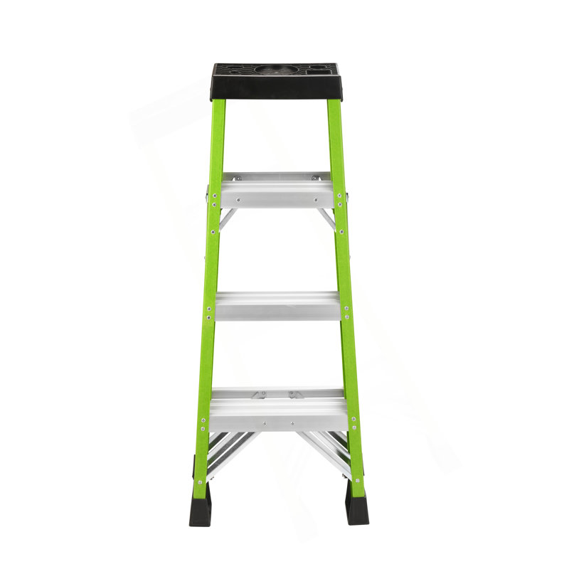 Échelle en fibre de verre, escabeau à simple face pour l'isolation de construction en échelle avec une capacité de charge de 330 livres, vert
