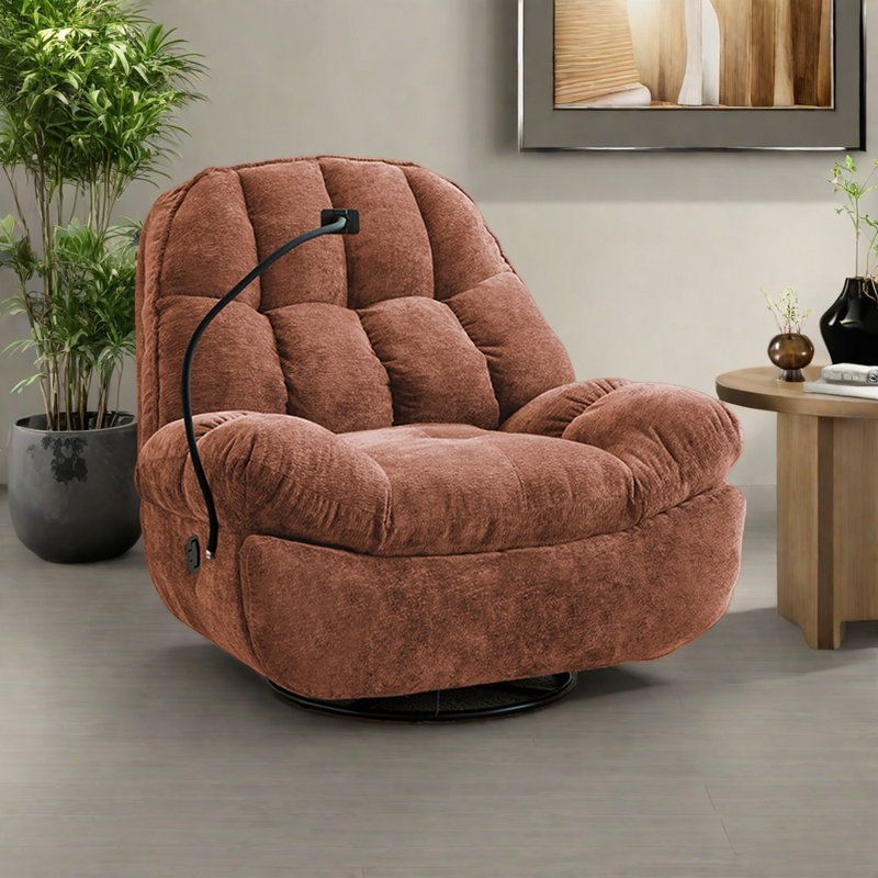 Chaise berçante multifonctionnelle et pivotante ergonomique, Brun