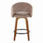 Tabouret de bar à hauteur fixe en bois de noyer et tissu brun avec repose-pieds rond en métal noir - ensemble de 2