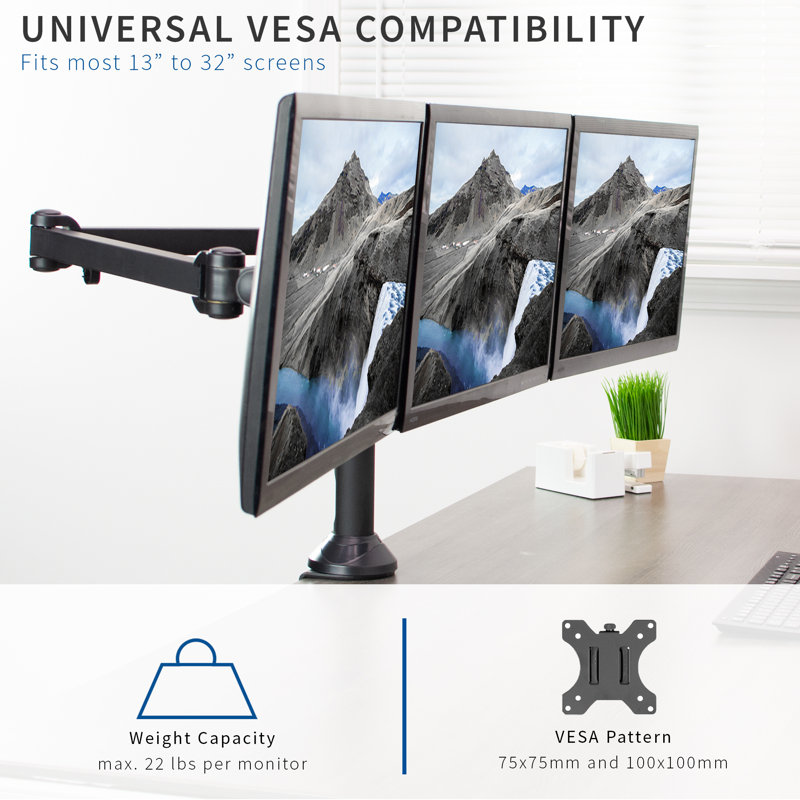 ErgoFlex Triple 13"-32" High-Grade Steel Monitor Desk Mount