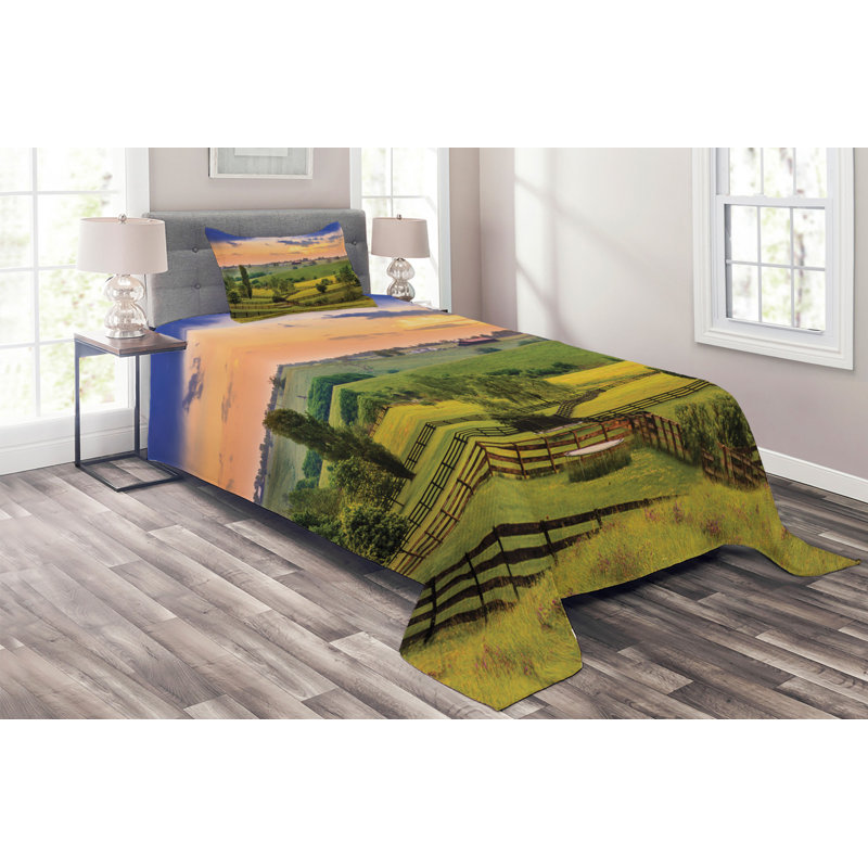 Rustic Polyester Coverlet, Twin Bedspread + 1 Sham