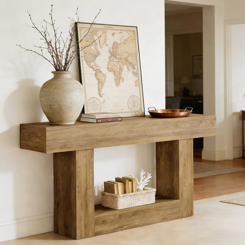 2-Tier Side Table,Entryway Table,Console Table, Light Brown