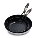 GreenPan Venice Pro Noir Tri-Ply Stainless Steel Healthy Ceramic Nonstick 8" and 10" Frying Pan Skillet Set, Matte Black Handle, PFAS-Free, Multi Clad, Induction, Dishwasher Safe, Oven Safe