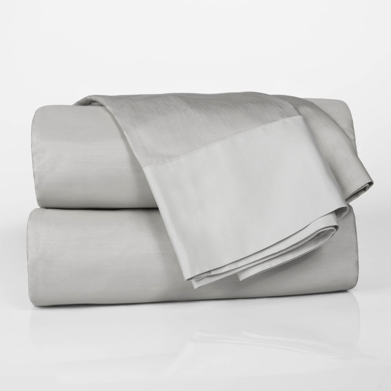 Ensemble de draps réversible 300 fils designer duo, Blanc / brume, Très grand